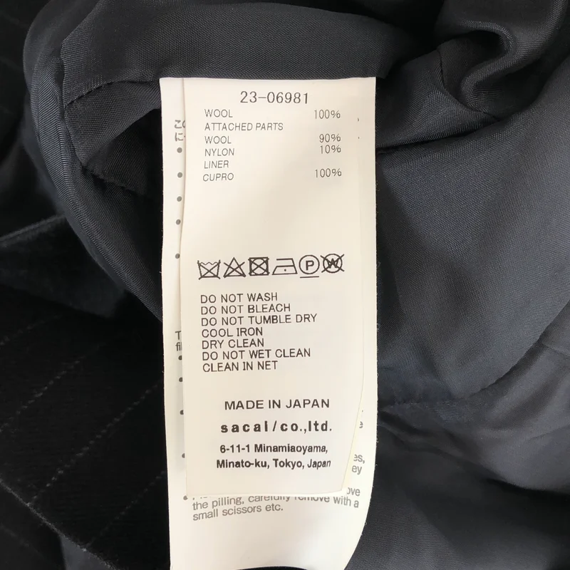 sacai / サカイ | 2023AW | CHALK STRIPE JACKET / ウール チョークストライプ ショートテーラードジャケット | 1 | レディース