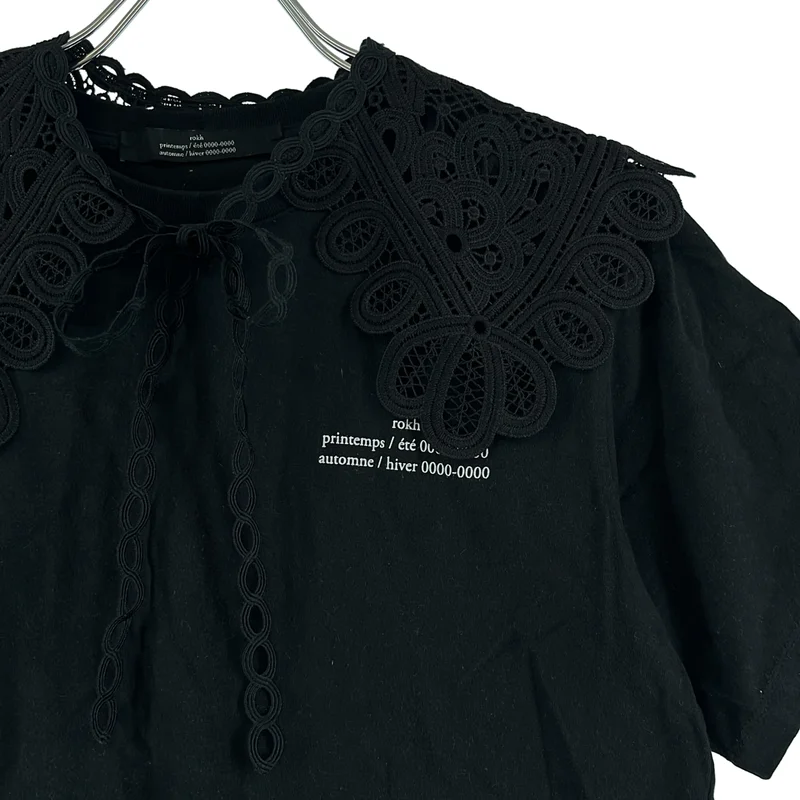 Rokh / ロック | レース 付け襟 ロゴ Tシャツ カットソー | S | レディース