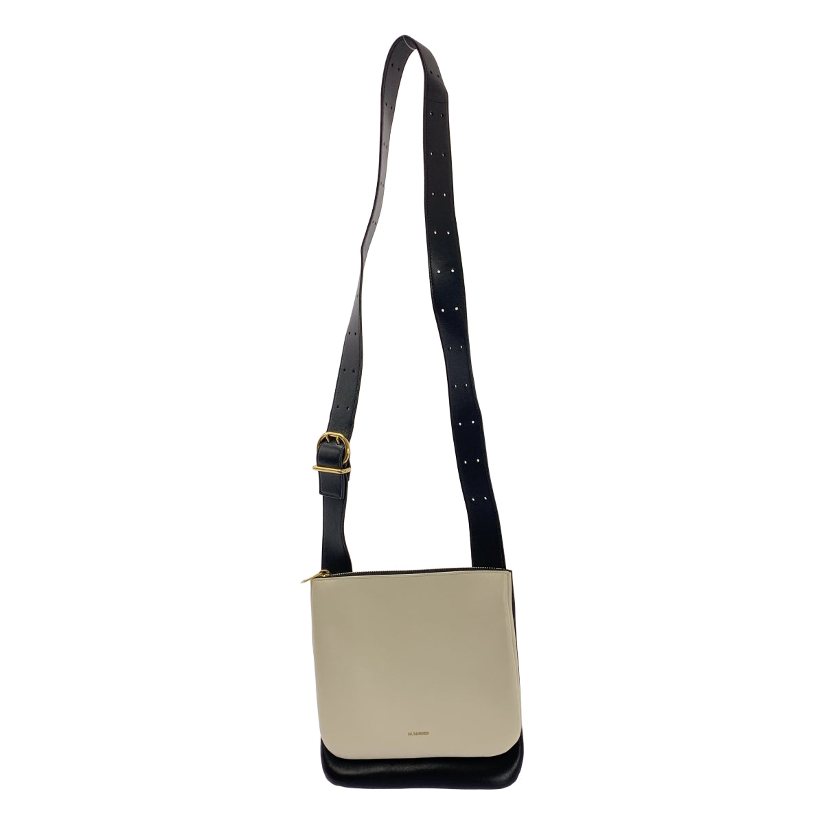 JIL SANDER / ジルサンダー | OMBRA 2トーン レザー ショルダーバッグ | ホワイト/ブラック | レディース JIL SANDER / ジルサンダー | OMBRA 2トーン レザー ショルダーバッグ