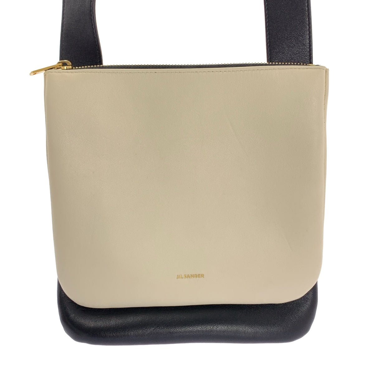 JIL SANDER / ジルサンダー | OMBRA 2トーン レザー ショルダーバッグ | ホワイト/ブラック | レディース JIL SANDER / ジルサンダー | OMBRA 2トーン レザー ショルダーバッグ