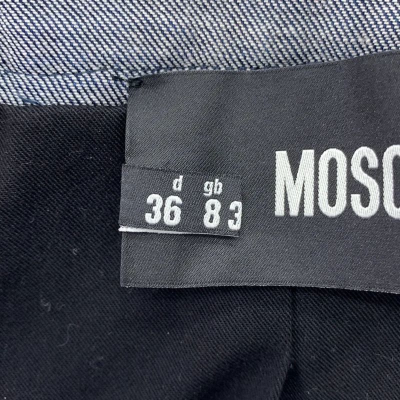 Love Moschino / ラブ・モスキーノ | ロゴボタン ノーカラー デニムジャケット / 総裏地 | 40 | レディース