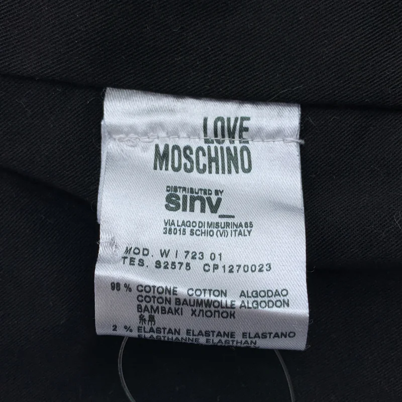 Love Moschino / ラブ・モスキーノ | ロゴボタン ノーカラー デニムジャケット / 総裏地 | 40 | レディース