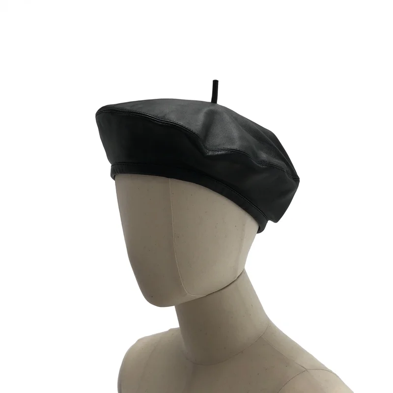 Christian Dior / クリスチャンディオール | ロゴ レザーベレー帽 73DRM910A700 | 57 | その他