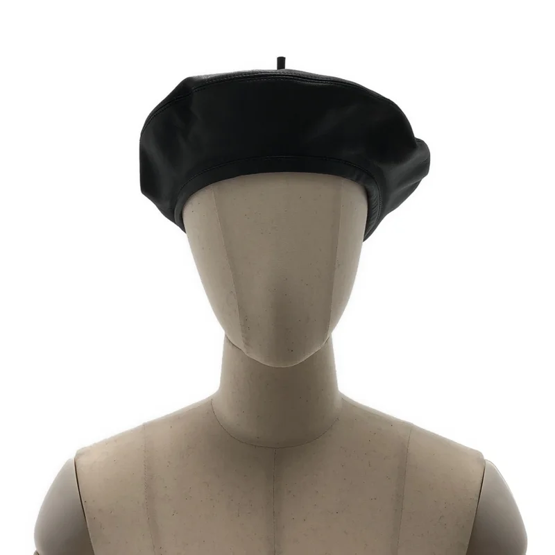 Christian Dior / クリスチャンディオール | ロゴ レザーベレー帽 73DRM910A700 | 57 | その他