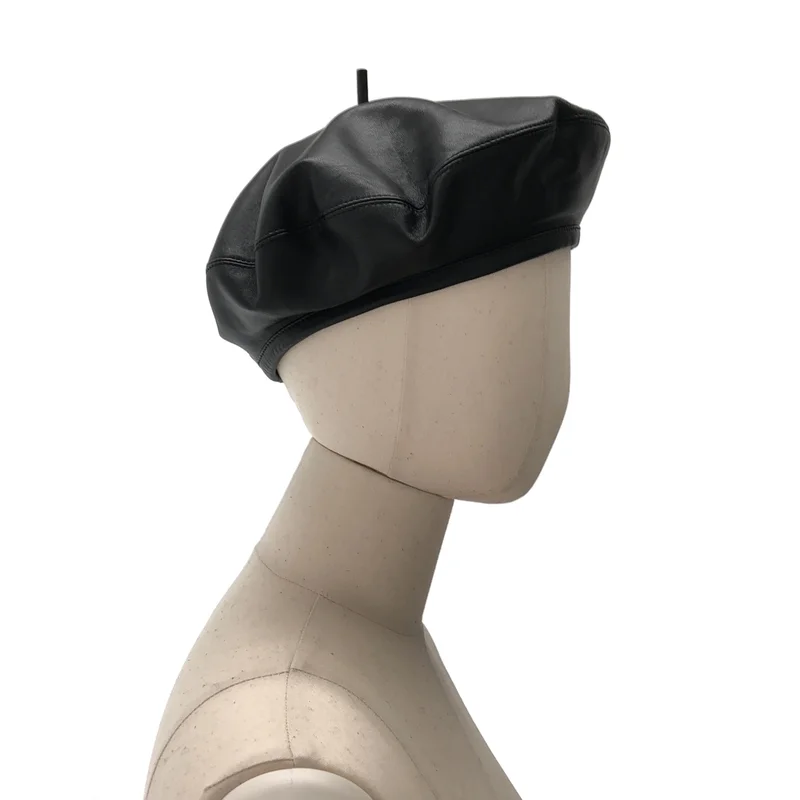 Christian Dior / クリスチャンディオール | ロゴ レザーベレー帽 73DRM910A700 | 57 | その他