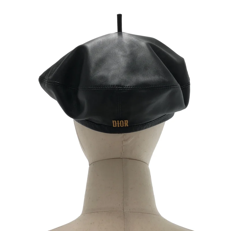 Christian Dior / クリスチャンディオール | ロゴ レザーベレー帽 73DRM910A700 | 57 | その他
