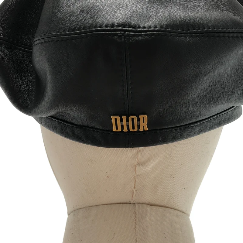 Christian Dior / クリスチャンディオール | ロゴ レザーベレー帽 73DRM910A700 | 57 | その他