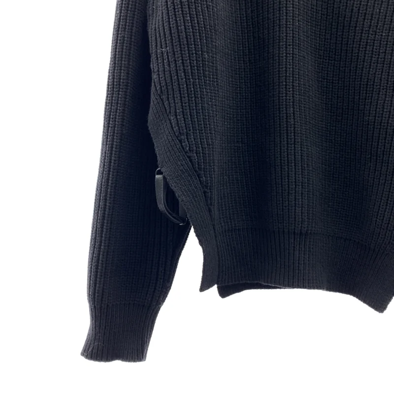 T by Alexander Wang / ティーバイアレキサンダーワン | コットン サイドスリット Vネック ケーブルニット | XS | レディース