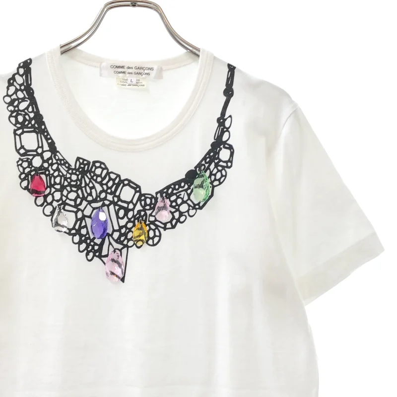 COMME des GARCONS COMME des GARCONS / コムコム | 2018SS | コットン プリント加工 ビジュー カットソー | L | レディース