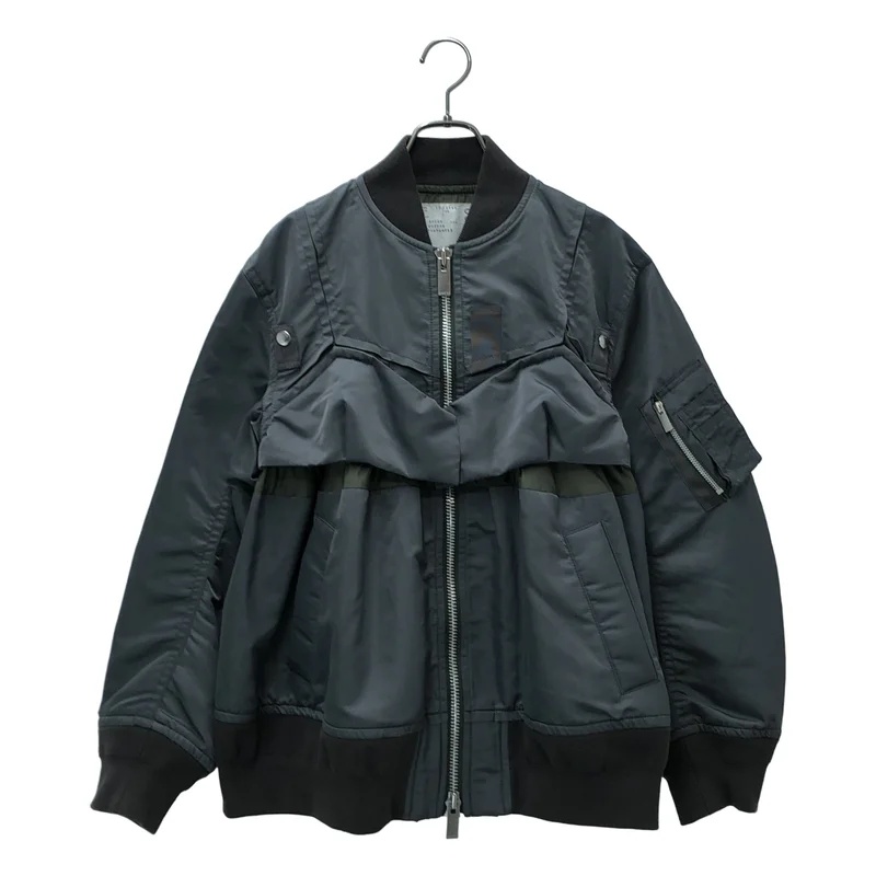 sacai / サカイ | 2022AW | Nylon Twill Mix Blouson MA-1 ナイロンツイル ミックス ブルゾン | 2 | レディース