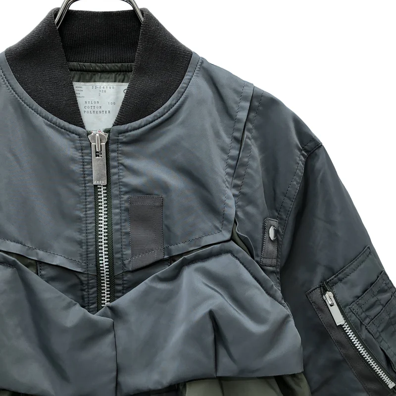 sacai / サカイ | 2022AW | Nylon Twill Mix Blouson MA-1 ナイロンツイル ミックス ブルゾン | 2 | レディース