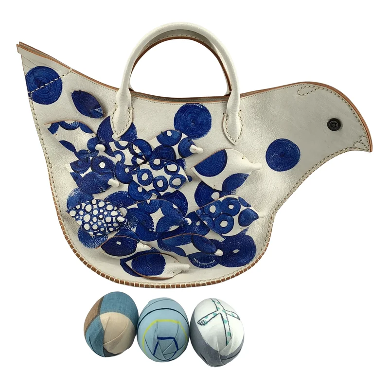 mina perhonen / ミナペルホネン | tori bag レザー ドットペイント ハンドバッグ |