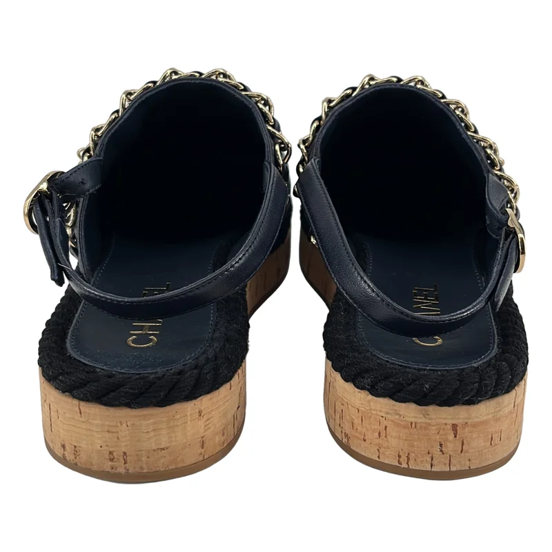 CHANEL / シャネル | ココマーク マトラッセ レザー バックストラップ サンダル | 37 | レディース