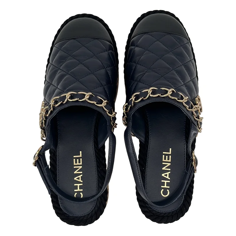 CHANEL / シャネル | ココマーク マトラッセ レザー バックストラップ サンダル | 37 | レディース