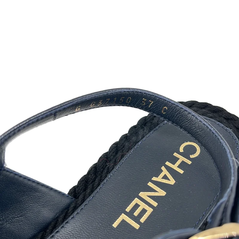 CHANEL / シャネル | ココマーク マトラッセ レザー バックストラップ サンダル | 37 | レディース