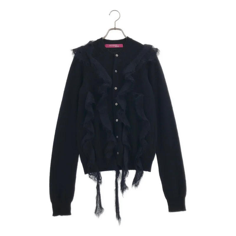 JUNYA WATANABE MAN PINK / ジュンヤワタナベマンピンク | 2005AW | ウール フリルドッキング クルーネック ニットカーディガン |