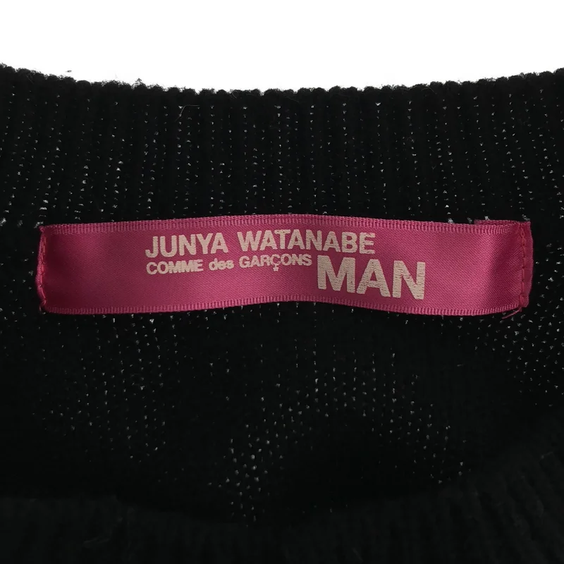 JUNYA WATANABE MAN PINK / ジュンヤワタナベマンピンク | 2005AW | ウール フリルドッキング クルーネック ニットカーディガン |