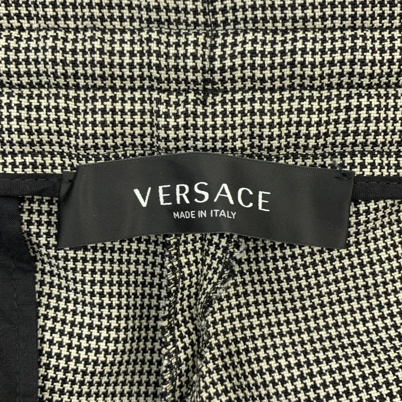 VERSACE / ヴェルサーチ | 千鳥格子 ロゴ刺しゅう テーパード イージーパンツ | L | メンズ