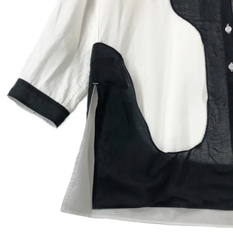 YOHJI YAMAMOTO POUR HOMME / ヨウジヤマモトプールオム | 2023AW | BLACK AND WHITE SHIRT WITH HALF DOUBLE COLLAR  リバーシブルシャツ | 2 | メンズ