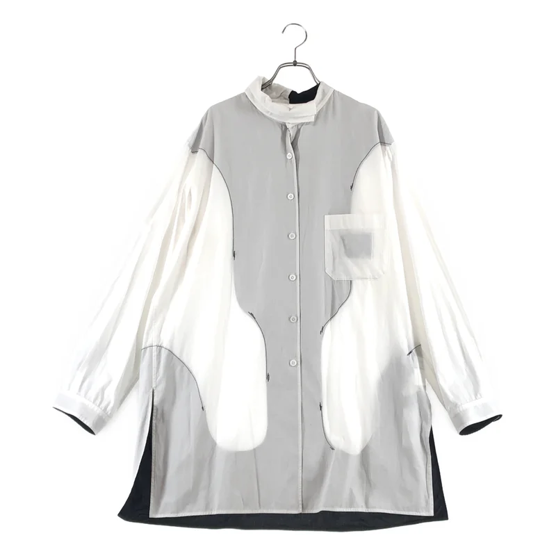 YOHJI YAMAMOTO POUR HOMME / ヨウジヤマモトプールオム | 2023AW | BLACK AND WHITE SHIRT WITH HALF DOUBLE COLLAR  リバーシブルシャツ | 2 | メンズ