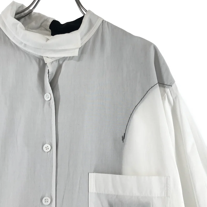 YOHJI YAMAMOTO POUR HOMME / ヨウジヤマモトプールオム | 2023AW | BLACK AND WHITE SHIRT WITH HALF DOUBLE COLLAR  リバーシブルシャツ | 2 | メンズ