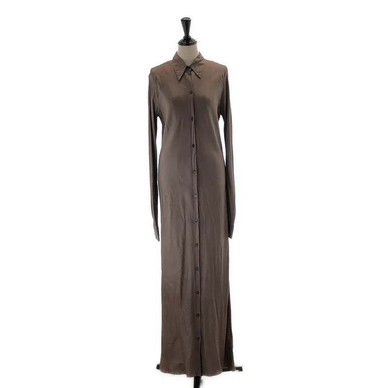 DRIES VAN NOTEN / ドリスヴァンノッテン | レーヨン サテン ロングシャツワンピース | 38 | レディース