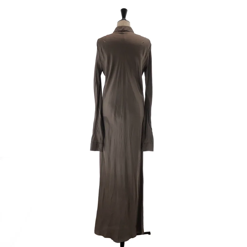 DRIES VAN NOTEN / ドリスヴァンノッテン | レーヨン サテン ロングシャツワンピース | 38 | レディース