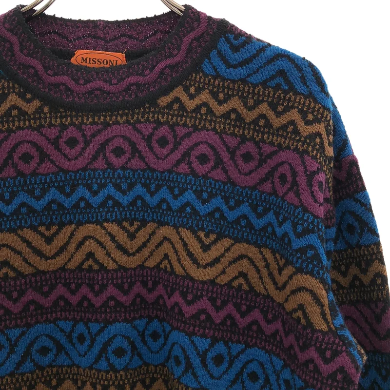 MISSONI / ミッソーニ | 3ピース / ウール混 総柄 ジャガード クルーネックニット / プリーツ スカート / ストール | 42 | レディース