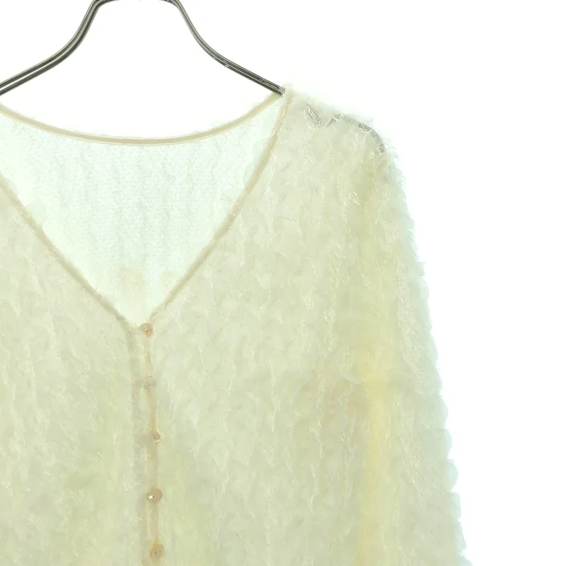 AMERI / アメリ | FURYL JACQUARD TOP フリルジャガード シャツ | F | レディース