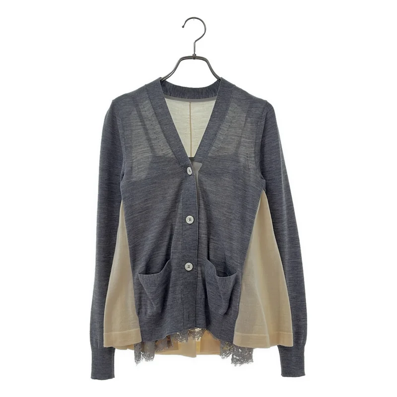 sacai / サカイ | ウール レースレイヤード バイカラーカーディガン | 1 | レディース