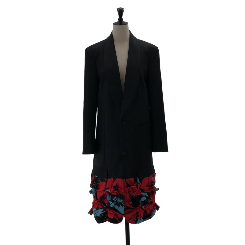 COMME des GARCONS / コムデギャルソン | 2022AW | ポリエステル 変形 リボン フリル 装飾 ロングジャケット コート / 総裏地 | S | レディース