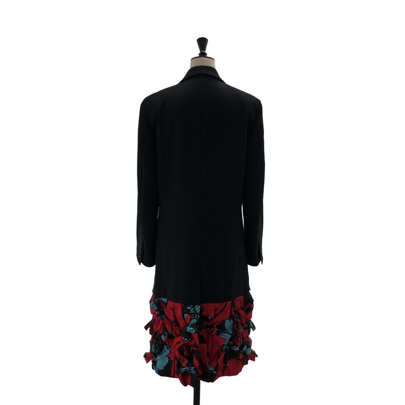 COMME des GARCONS / コムデギャルソン | 2022AW | ポリエステル 変形 リボン フリル 装飾 ロングジャケット コート / 総裏地 | S | レディース