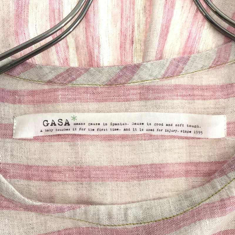 GASA / ガサ | リネン ボーダー ストライプ 切り替え ギャザーブラウス |