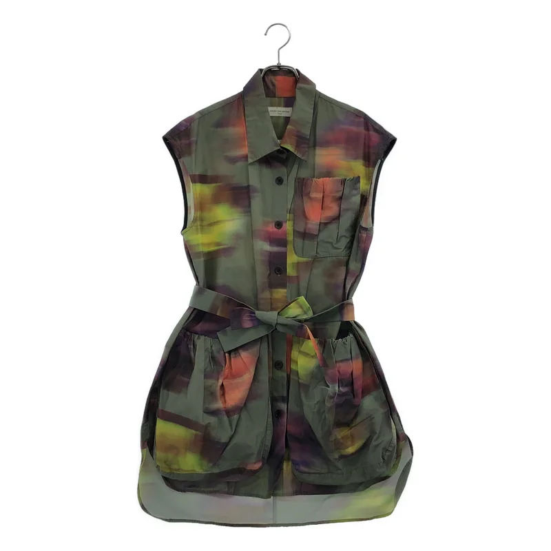 DRIES VAN NOTEN / ドリスヴァンノッテン | 2022SS | KHAKI VARON JACKET プリント ノースリーブ ジャケット |