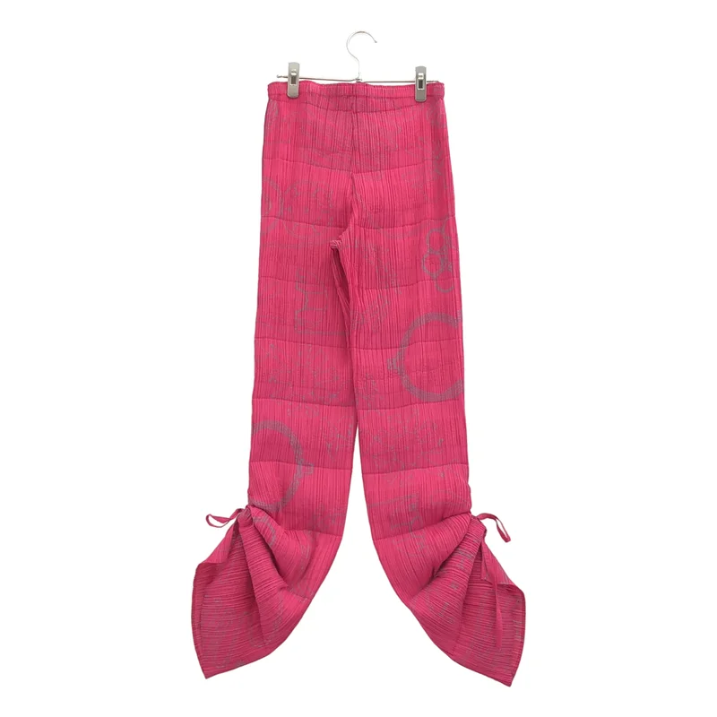 ISSEY MIYAKE FETE / イッセイミヤケフェット | 総柄 変形 裾リボン ウエストゴム プリーツ イージーパンツ | 3 | レディース