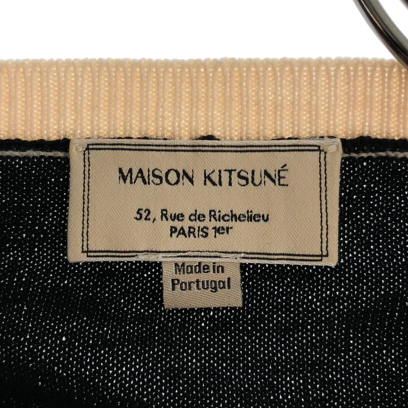 MAISON KITSUNE / メゾンキツネ | ウール ロゴ刺しゅう クルーネックカーディガン | S | レディース