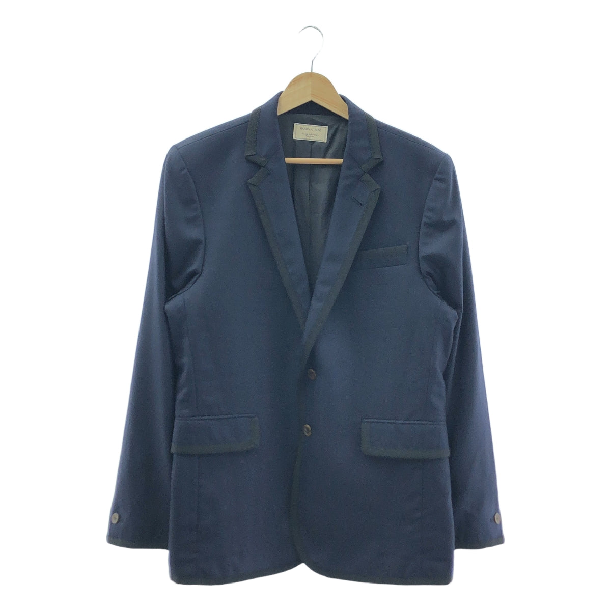 【美品】  MAISON KITSUNE / メゾンキツネ | Vitale Barberis Canonico / ヘリンボーン パイピング 2B テーラードジャケット | 46 | ネイビー/ブラック | メンズ 美品】 MAISON KITSUNE / メゾンキツネ | Vitale Barberis Canonico