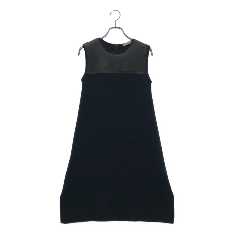 Chloe / クロエ | レザー切替 ニット ノースリーブワンピース | XS | レディース