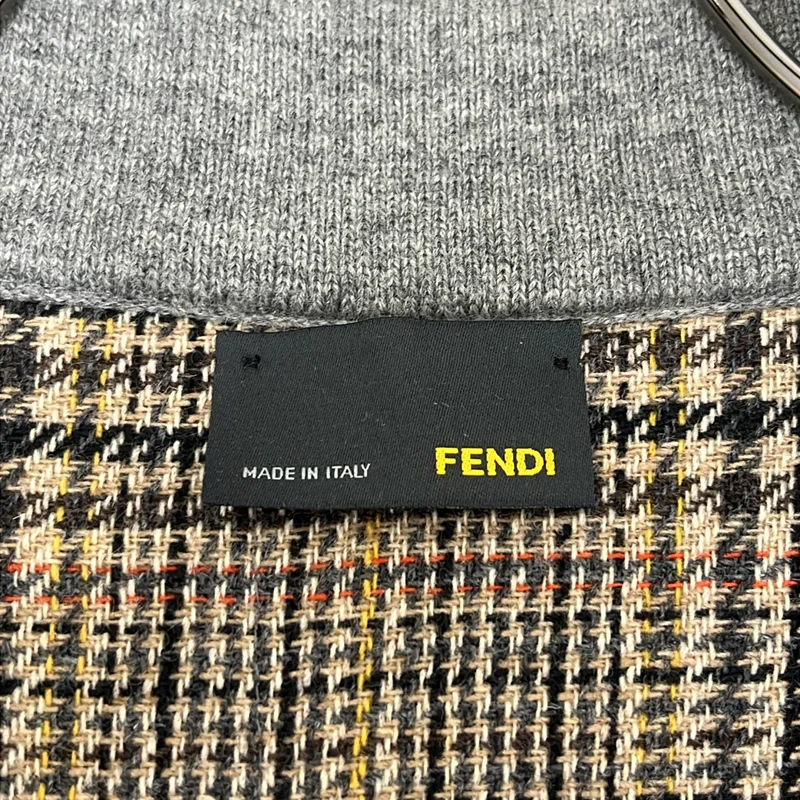 FENDI / フェンディ | ウール チェック 切替 ニット テーラードジャケット | 48 | メンズ