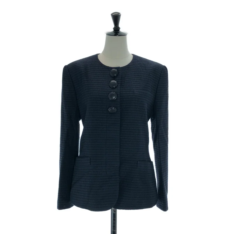 Christian Dior / クリスチャンディオール | シルク ウール ノーカラージャケット | 9 | レディース