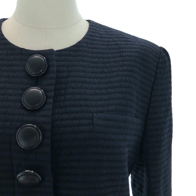 Christian Dior / クリスチャンディオール | シルク ウール ノーカラージャケット | 9 | レディース