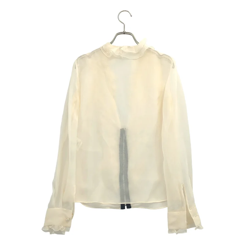 VALENTINO / ヴァレンティノ | シルク Vネック フリルブラウス | 4 | レディース