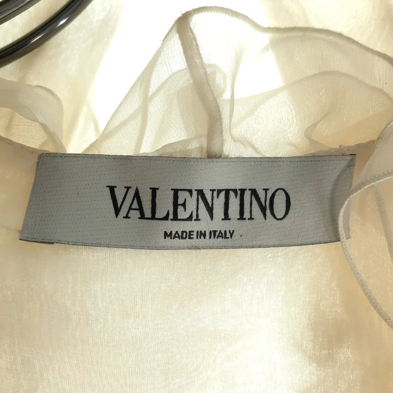 VALENTINO / ヴァレンティノ | シルク Vネック フリルブラウス | 4 | レディース