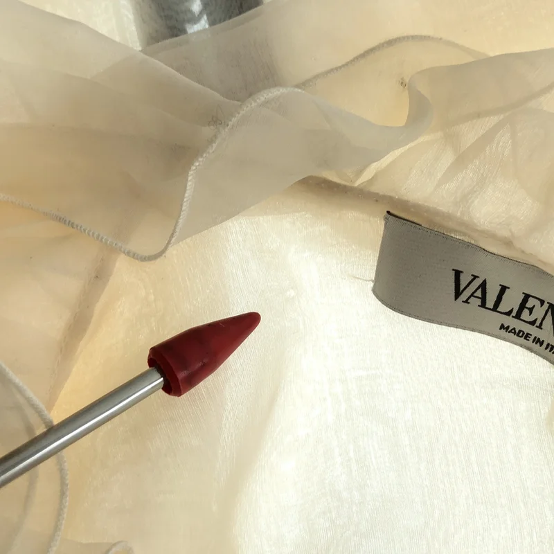 VALENTINO / ヴァレンティノ | シルク Vネック フリルブラウス | 4 | レディース