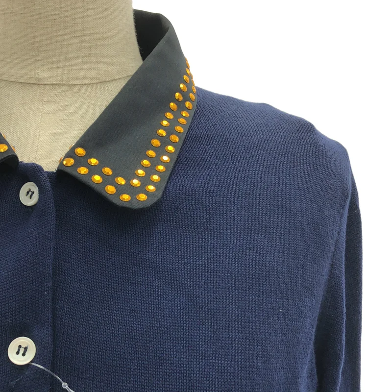 sacai / サカイ | ビジュー 装飾カラー レイヤード ニット カーディガン | 3 | レディース