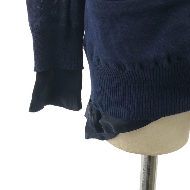 sacai / サカイ | ビジュー 装飾カラー レイヤード ニット カーディガン | 3 | レディース