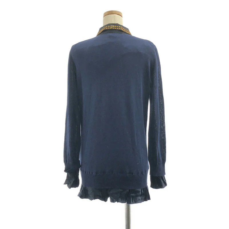 sacai / サカイ | ビジュー 装飾カラー レイヤード ニット カーディガン | 3 | レディース