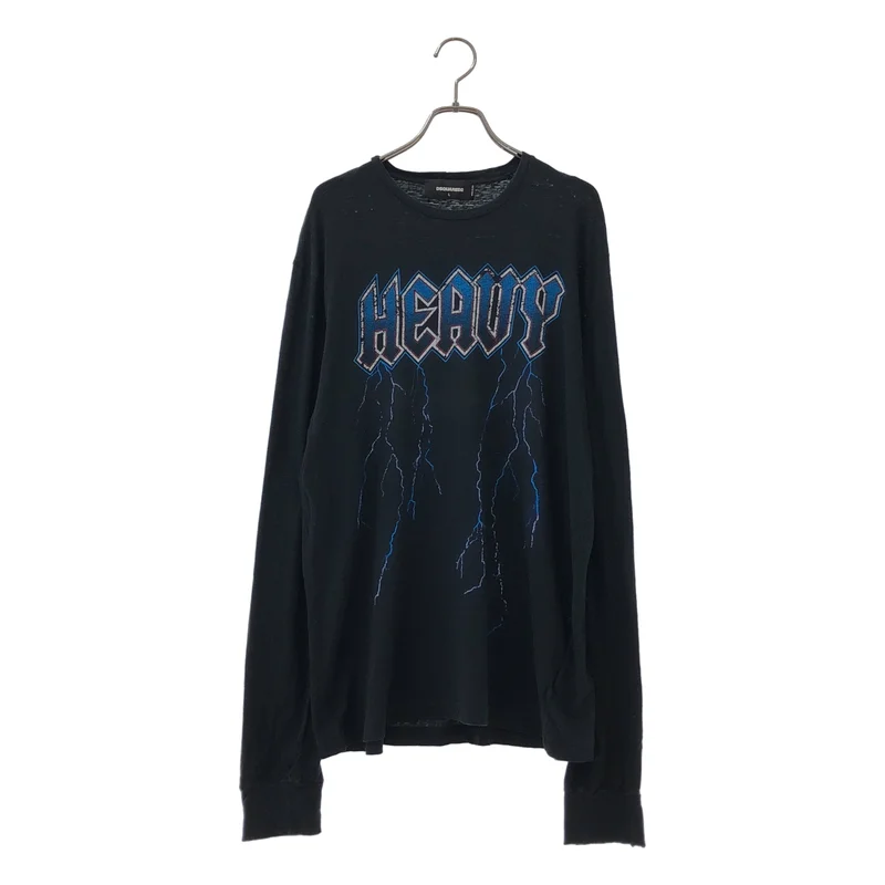 DSQUARED2 / ディースクエアード | ダメージ加工 メタルロゴ ロングスリーブTシャツ | L | レディース