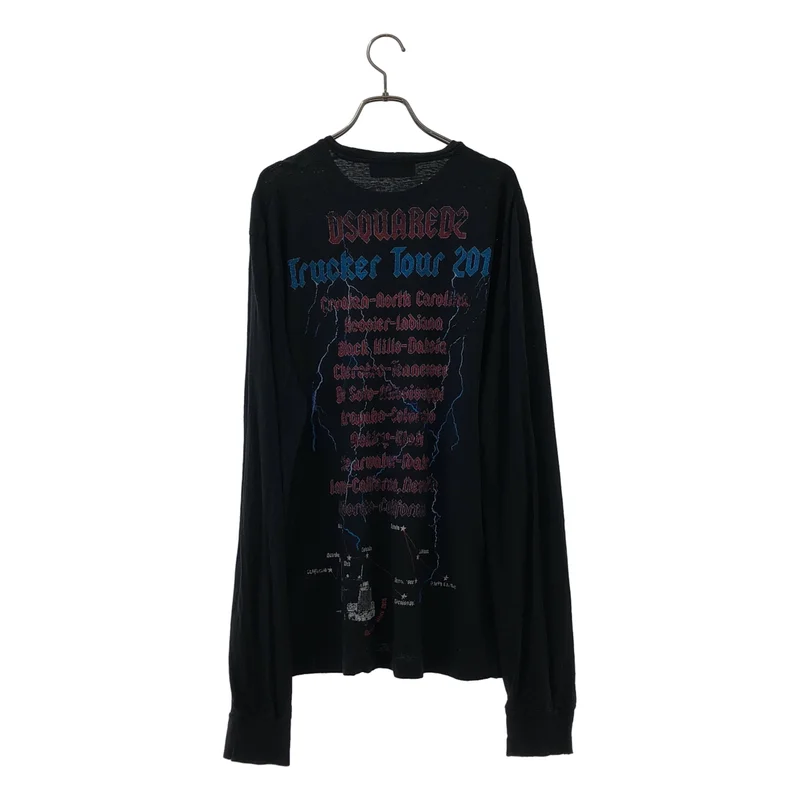 DSQUARED2 / ディースクエアード | ダメージ加工 メタルロゴ ロングスリーブTシャツ | L | レディース