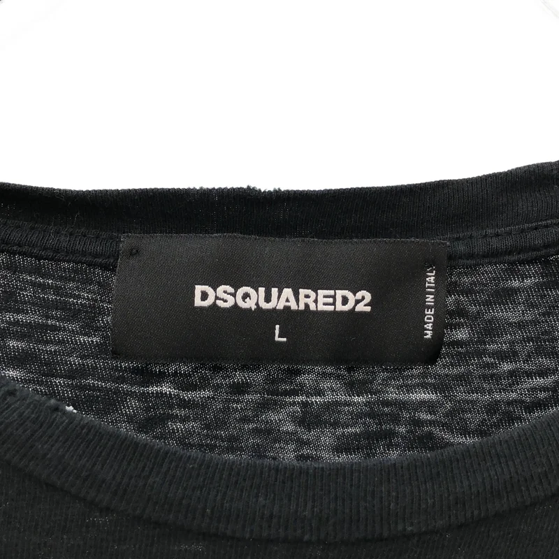 DSQUARED2 / ディースクエアード | ダメージ加工 メタルロゴ ロングスリーブTシャツ | L | レディース